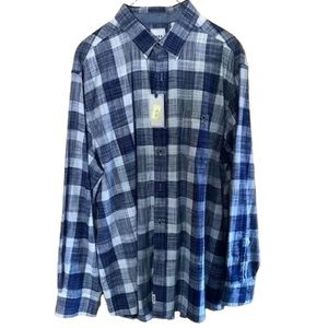 Rowm Men’s Long Sleeved XL Blue/White Plaid Shirt